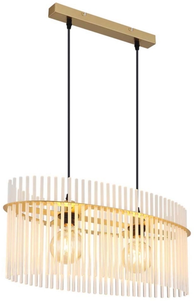 LED Hängeleuchte, Glasstäbe opal, gold, L 60 cm