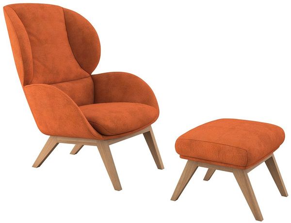 FLEXLUX Polsterhocker Adria, Fuß Eiche, Fußhocker für Ohrensessel