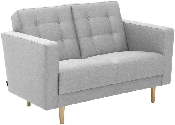 Sofa 2-Sitzer Kazia Flachgewebe hellgrau