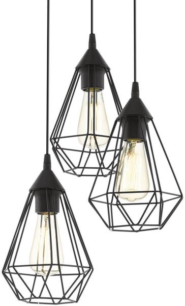 Eglo 'Tarbes' Rondell-Hängeleuchte, Stahl schwarz, dimmbar, E27, 3x40W