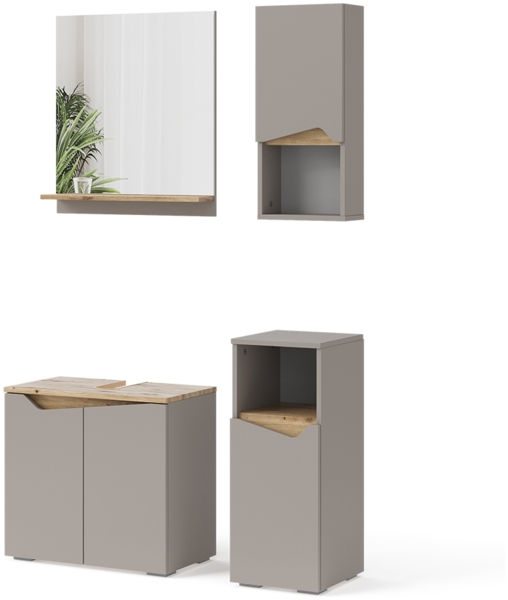 Badmöbel-Set Marelle Greige 4 Teile Vicco
