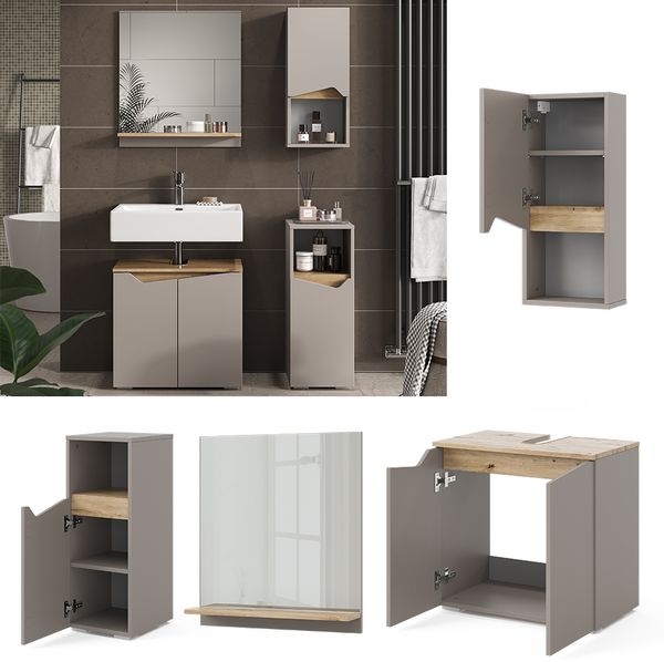 Badmöbel-Set Marelle Greige 4 Teile Vicco Bild 2