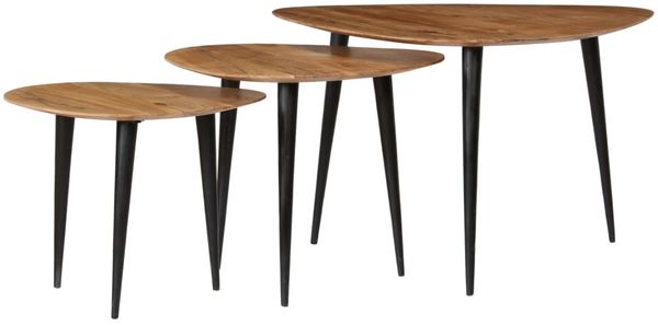 3-tlg. Couchtisch-Set, Sofatische Massivholz Akazie