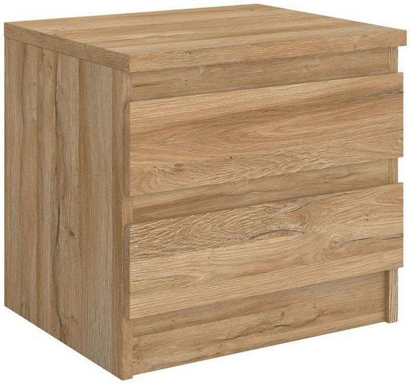 CARO-Möbel Nachttisch Aster Nachtschrank Nachtkommode mit 2 grifflosen Schubladen in Wildeiche