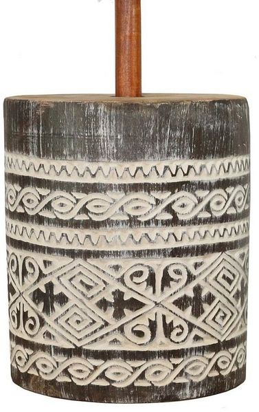 Oriental Galerie Sonnenschirm Runder Schirmständer Holz 40x34 cm Dunkelgrau