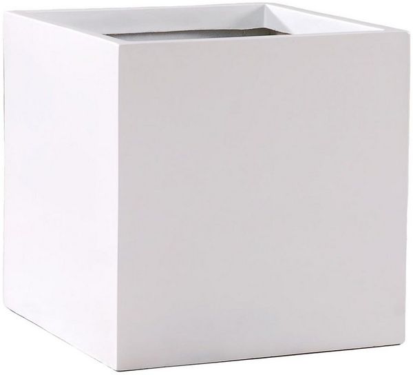 VIVANNO Pflanzkübel Fiberglas BLOCK Würfel - Weiß Matt (1 St), 30x30x30 cm
