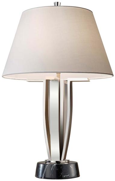 Elstead Silvershore Light Tischlampe nickel poliert Stoffschirm weiß