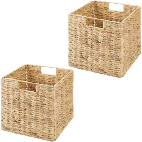 mDesign Aufbewahrungsbox Regalkorb Organizer 2er Set faltbar Naturfarben