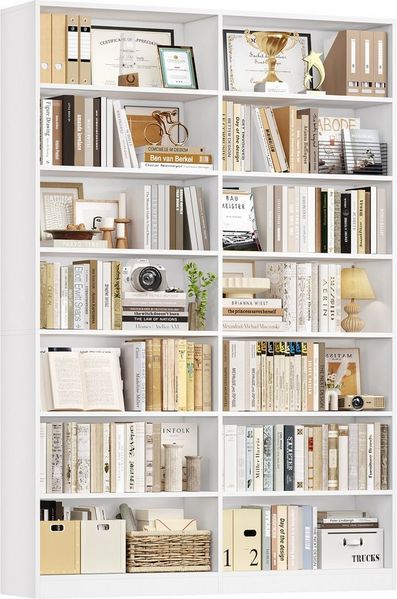 Homfa Bücherregal 212 cm hoch Standregal Bücherschrank Regal, mit 14 Fächern Raumteiler Aufbewahrungsregal 116x28,5x212 weiß