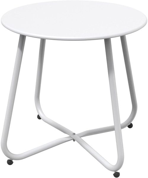 Beistelltisch Garten Rund Outdoor Weiß Stabil Leicht 45 x 45 cm
