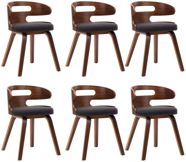 vidaXL Esszimmerstühle 6 Stk. Dunkelgrau Bugholz und Stoff 278851