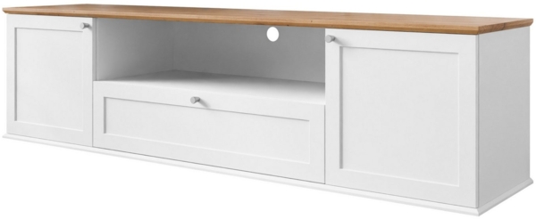 TV-Lowboard Gacoris 2D1SZ (Farbe: Weiß / Weiß + Lefkas Eiche)