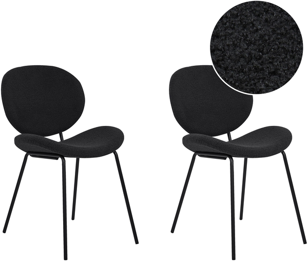 Esszimmerstuhl 2er Set LUANA Bouclé Schwarz