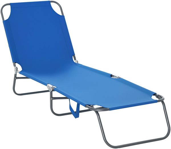Outsunny Sonnenliege klappbar Gartenliege, Liegestuhl mit 5-Fach verstellbare Rückenlehne, wetterfeste Campingliege, Gartenstuhl bis 120 kg belastbar, für Garten Urlaub Outdoor Strand Pool, Blau