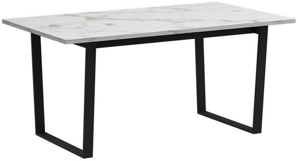 ebuy24 Esstisch Amble Esstisch 90x160cm weiß Marmor Print.
