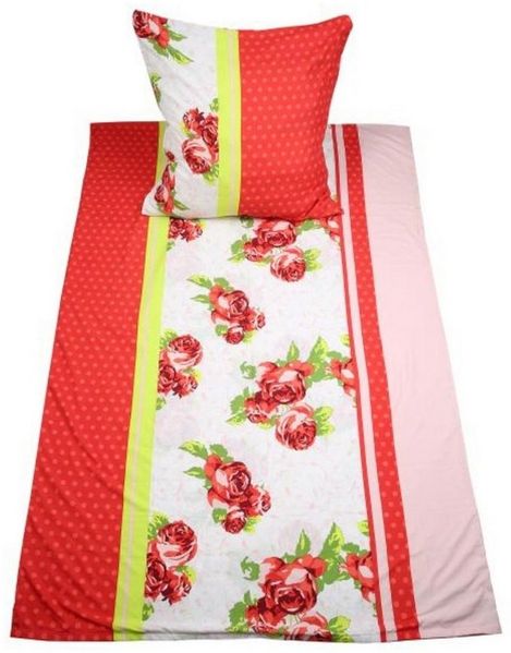 HTI-Living Bettwäsche Bettwäsche 2-teiliges Set 135 x 200 rote Rosen, Polyester, 1 teilig