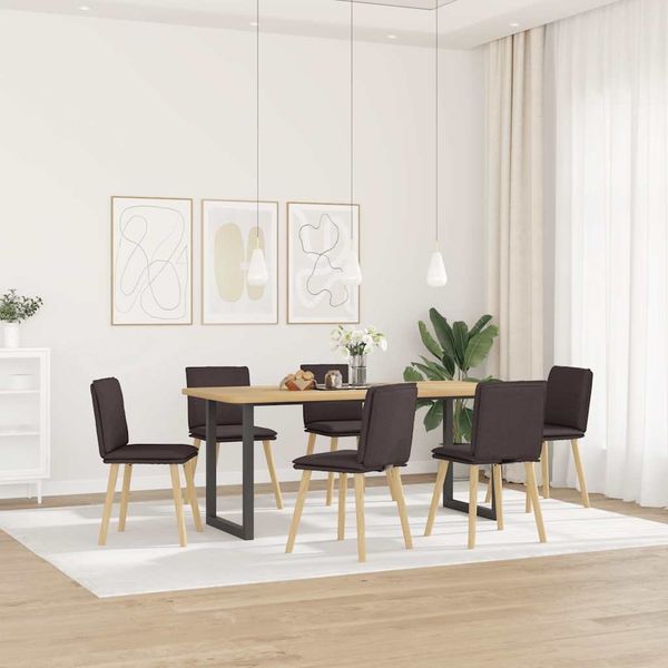 vidaXL Esszimmerstühle 6 Stk. Dunkelbraun Stoff 3315629