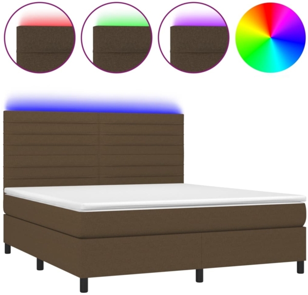 vidaXL Boxspringbett mit Matratze & LED Dunkelbraun 160x200 cm Stoff 3134968