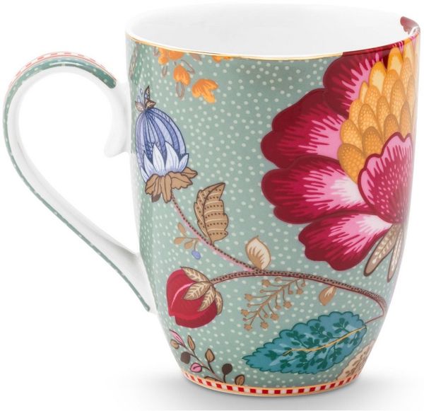 PiP Studio Becher Blooming Tales Fantasy Blue Henkelbecher Large 0,365l, Porzellan