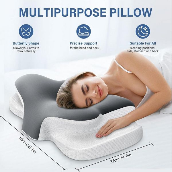 Kityhome Nackenstützkissen Nackenkissen mit Memory Foam-Ergonomisch für alle Schlafpositionen, Füllung: Premium Memory Foam, für Seitenschläfer, Rückenschläfer & Bauchschläfer, Einfache Reinigung, Universelle Eignung, Universelle Eignung für alle Schla...