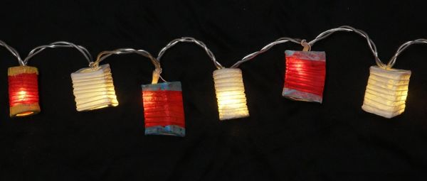 Guru-Shop LED-Lichterkette 20`er LED Lichterkette Lampions - mix rot/weiß