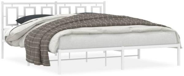 vidaXL Bettgestell mit Kopfteil Metall Weiß 183x213 cm 374295