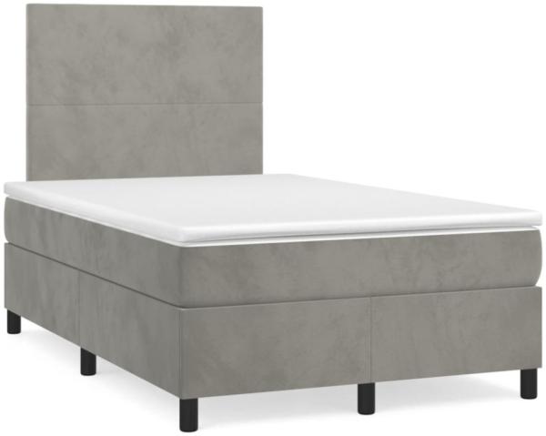 vidaXL Boxspringbett mit Matratze Hellgrau 120x190 cm Samt 3269983