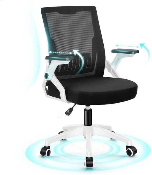 ALFORDSON Bürostuhl komfortable Lendenwirbelstütze, ergonomisch, (1 St), mit Rollen, klappbare Armlehnen