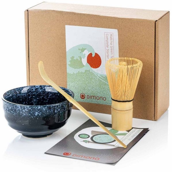 Dimono Teeglas DIMONO Matcha Tee Set–Teezubereitung Set mit Chasen, Schale & Zubehör, mit Matcha-Schale, Dosierlöffel