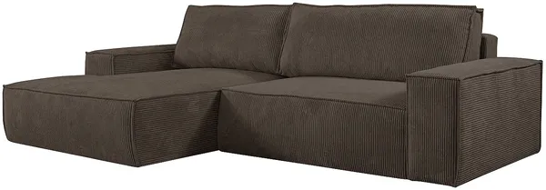 Vente-unique - Ecksofa mit Schlaffunktion - Ecke Links - Cord - Braun - AMELIA Bild 3