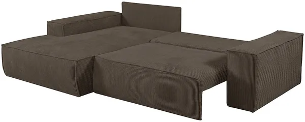 Vente-unique - Ecksofa mit Schlaffunktion - Ecke Links - Cord - Braun - AMELIA Bild 4