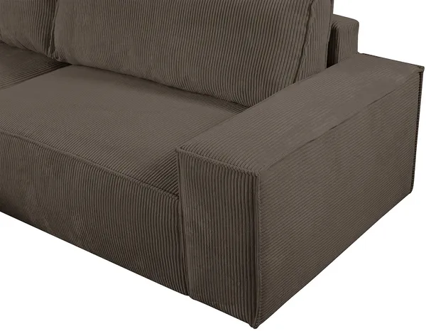 Vente-unique - Ecksofa mit Schlaffunktion - Ecke Links - Cord - Braun - AMELIA Bild 6