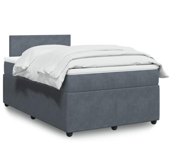 vidaXL Boxspringbett mit Matratze Dunkelgrau 120x190 cm Samt 3287681