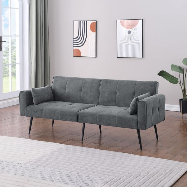 Sofa (H 71 x T 175 x B 71 cm) -Gewebe, Grau, Metallfüße, klarer Linienlook und hoher Sitzkomfort