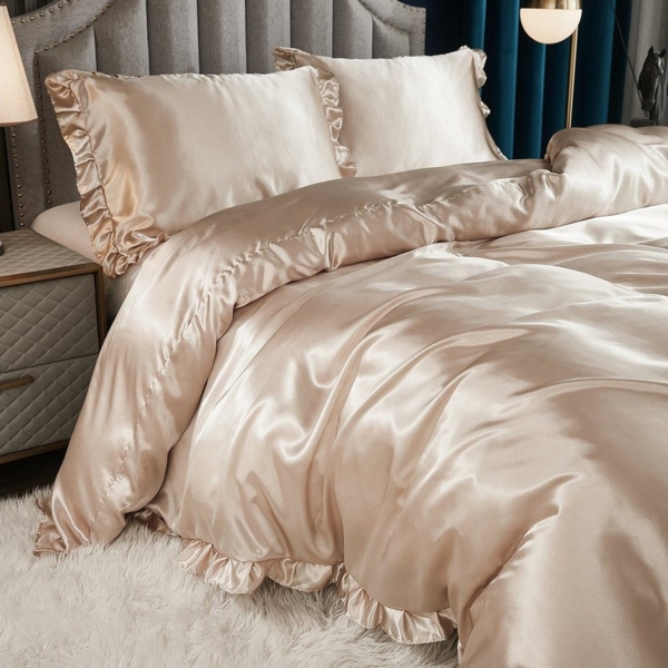 BYSURE Bettwäsche, Polyester, 2 teilig, Vintage-Rüschen-Bettbezug Set Bild 2