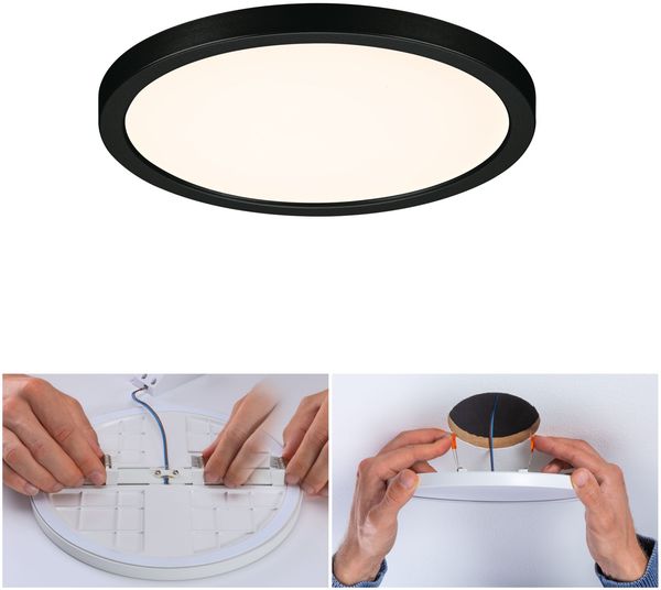 Paulmann 79961 LED Einbaupanel Areo VariFit IP44 rund 175mm Schwarz 3000K