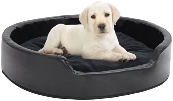 vidaXL Hundebett Schwarz 79x70x19 cm Plüsch und Kunstleder 171262