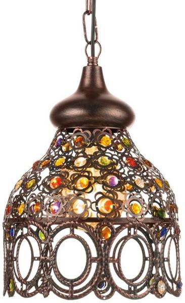 Eglo 49765 Hängeleuchte Vintage JADIDA Stahl kupferfarben-antik, Glas bunt E27 1X40W H:110cm Ø22cm dimmbar