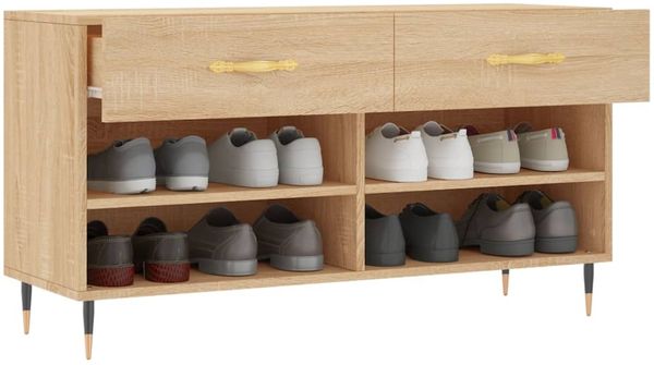 vidaXL Schuhbank Sonoma-Eiche 102x35x55 cm Holzwerkstoff 829719 Bild 4