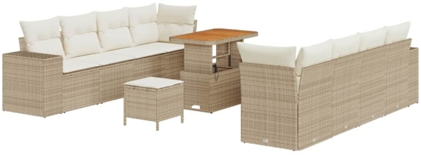 vidaXL Gartensofa-set mit Kissen 11 pcs Beige Poly-Rattan 3361981 Bild 1