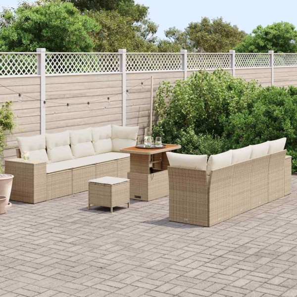 vidaXL Gartensofa-set mit Kissen 11 pcs Beige Poly-Rattan 3361981 Bild 2