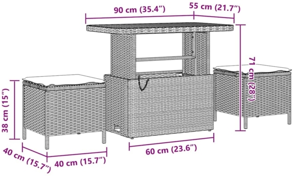 vidaXL Gartensofa-set mit Kissen 11 pcs Beige Poly-Rattan 3361981 Bild 9