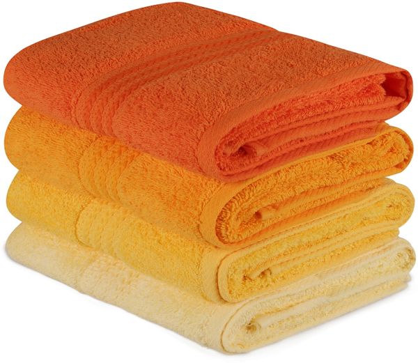 Handtuch-Set (4-teilig), 'Rainbow ', Hellgelb, Gelb, Blasses Orange, Orange