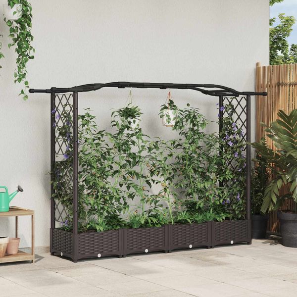 vidaXL Hochbeet mit Rankgitter und Dach Braun 207 x 40 x 123 cm PP 42032505