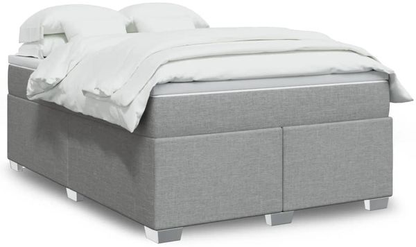 vidaXL Boxspringbett mit Matratze Hellgrau 140x200 cm Stoff 3285137