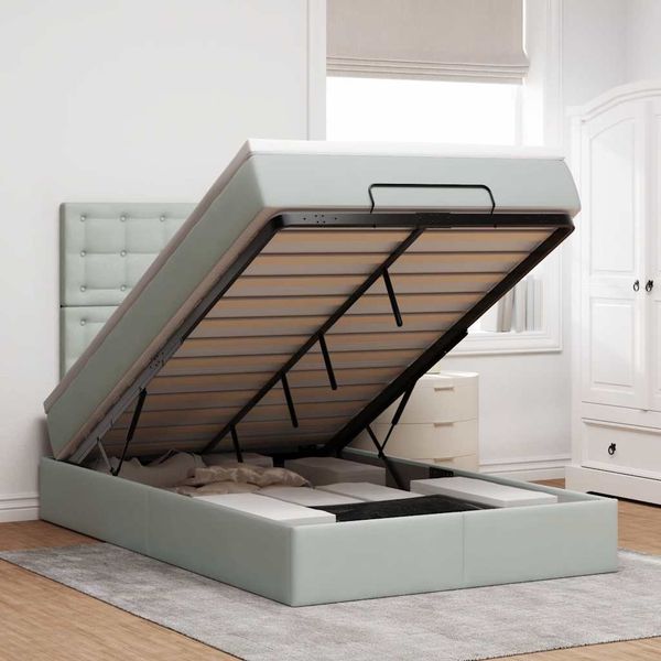 vidaXL Ottoman-Bett mit Matratzen Hellgrau 120x190 cm Samt 3313601
