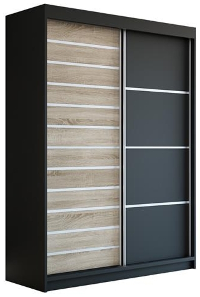 Schwebetürenschrank COLIN 2-türig Schrank 180 cm Farbe: Schwarz , sonoma