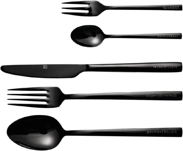 Räder Design Besteck-Set Räder Besteckset 5tlg. schwarz (5-tlg), 1 Personen, Edelstahl