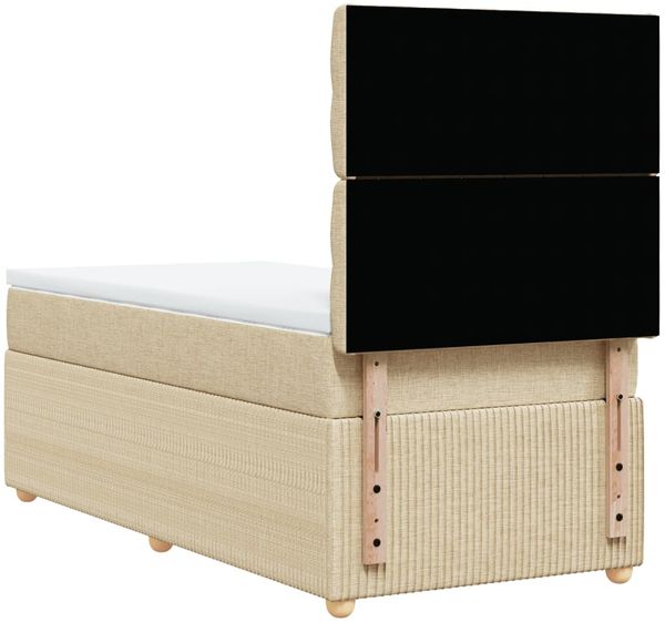 vidaXL Boxspringbett mit Matratze Creme 100x200 cm Stoff 3294279 Bild 8