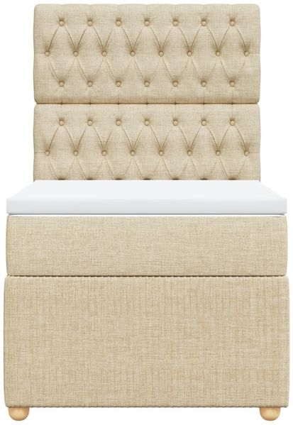 vidaXL Boxspringbett mit Matratze Creme 100x200 cm Stoff 3294279 Bild 6